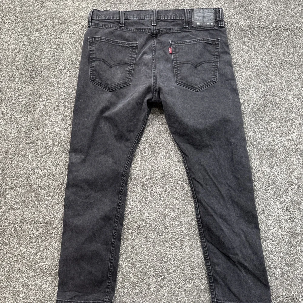 Levis 512 Mens Jeans 38x30 Straight Leg Black Denim Soft Stretch Pants